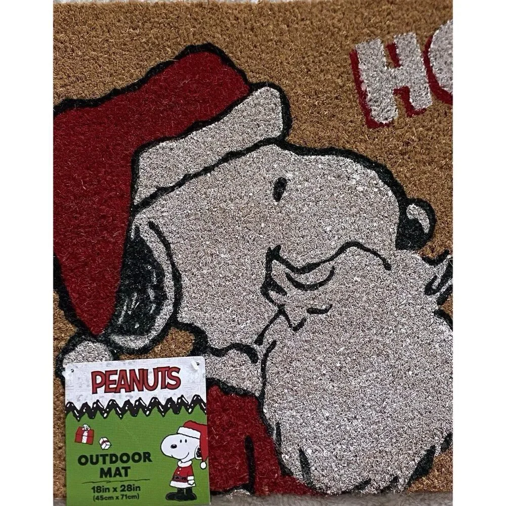 Peanuts Snoopy In Santa Suit Hat Christmas Coir Door Mat 18 X 28” HO HO‎ HO NEW